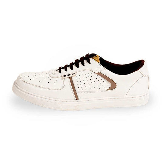Bel-Air white low-top sneakers with PU leather and padded collars.