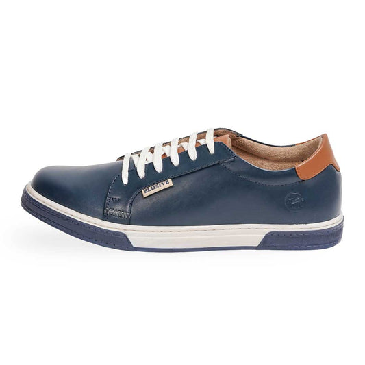The Ocean Standard navy low-top sneakers with signature 6-lace closure.