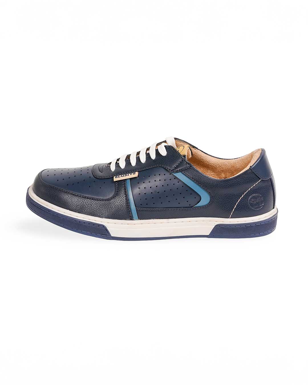 Bel-Air navy sneakers with signature 6-lace closure and fine fabric lining.
