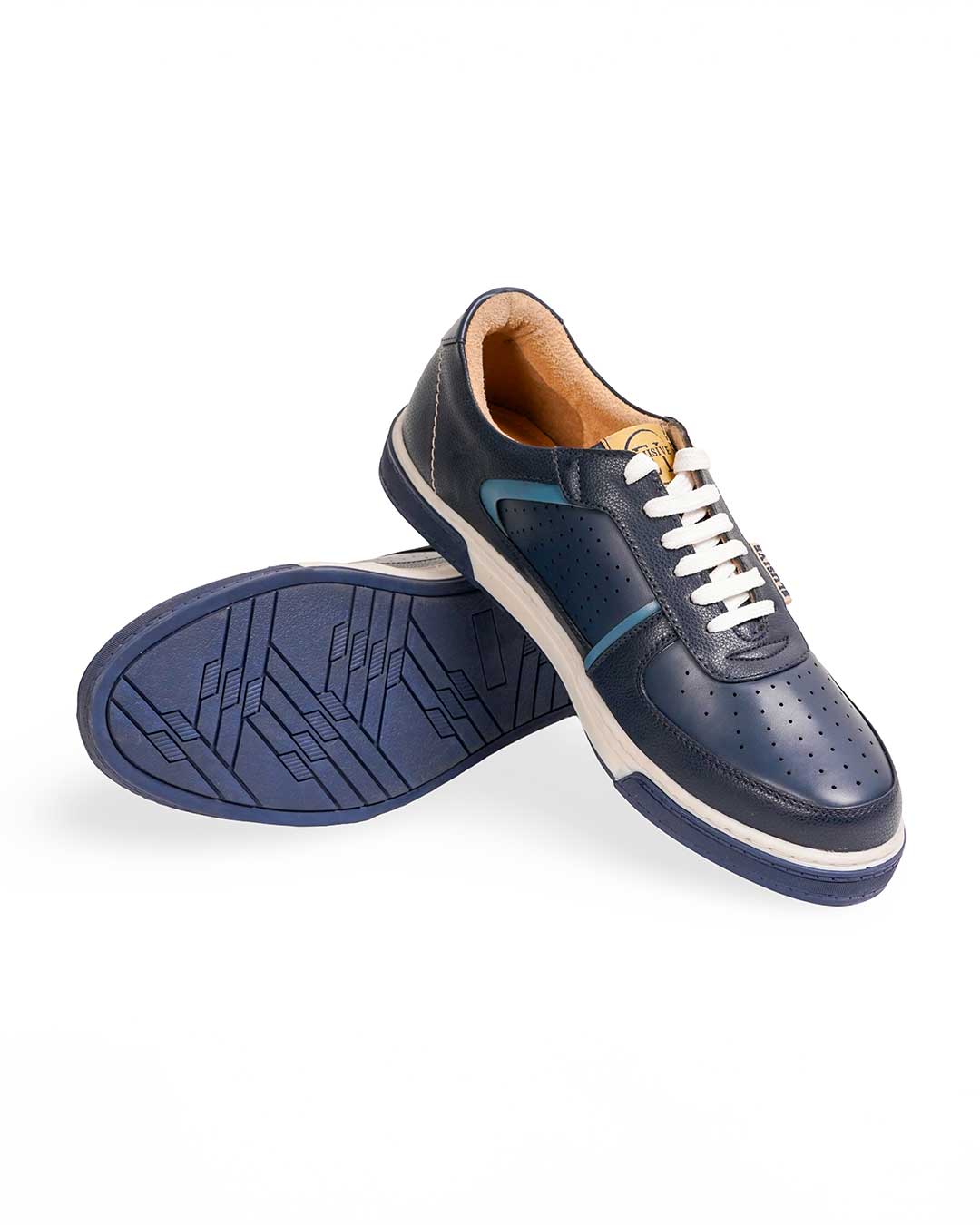 Bel-Air navy sneakers with signature 6-lace closure and fine fabric lining.