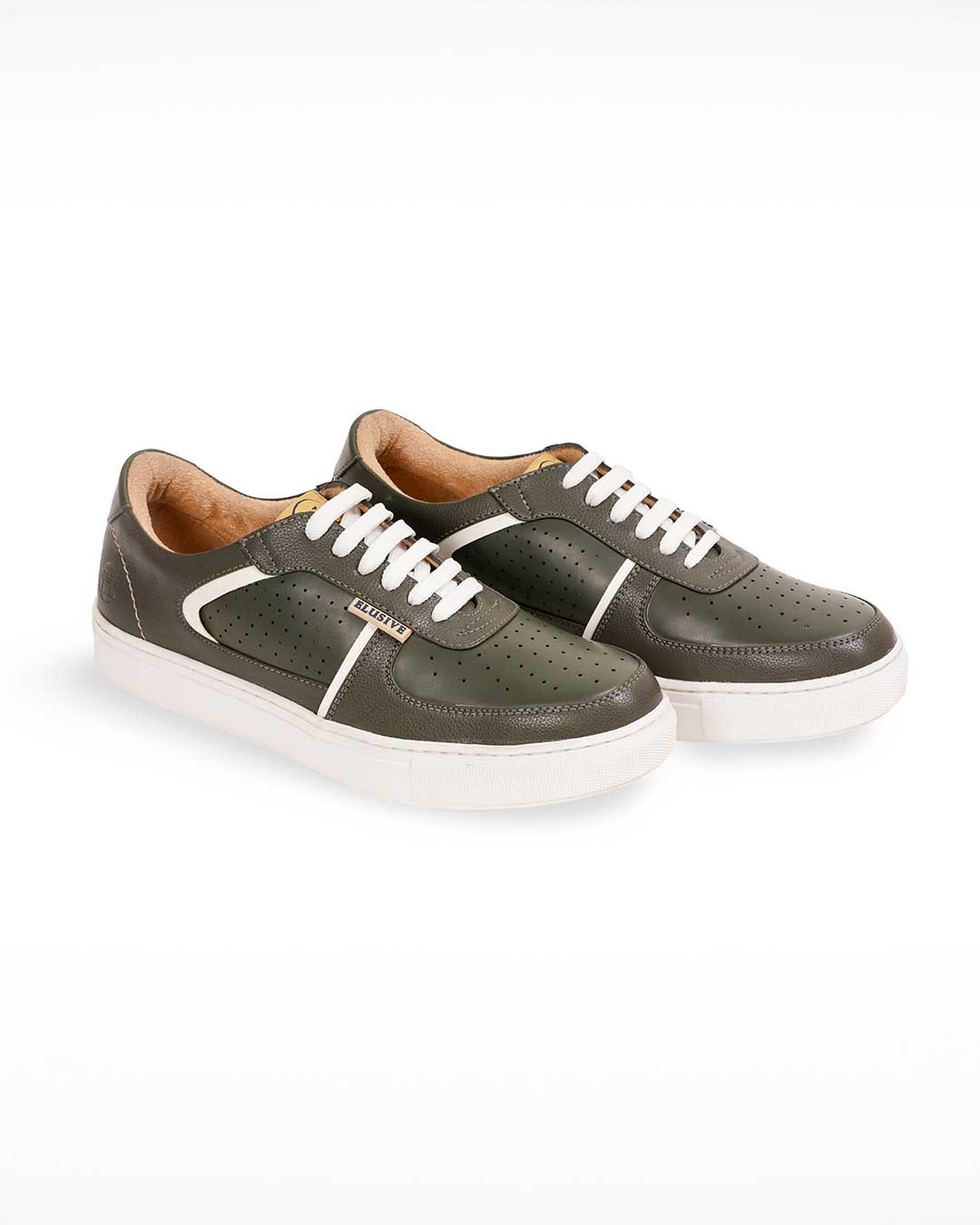 Bel-Air olive premium sneakers featuring a sleek design and TPR sole.