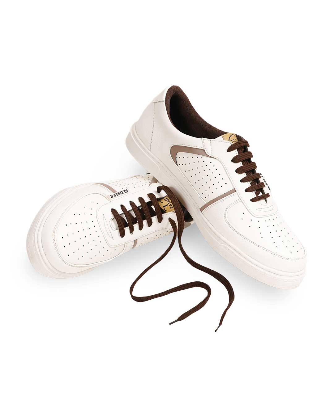 Bel-Air white low-top sneakers with PU leather and padded collars.