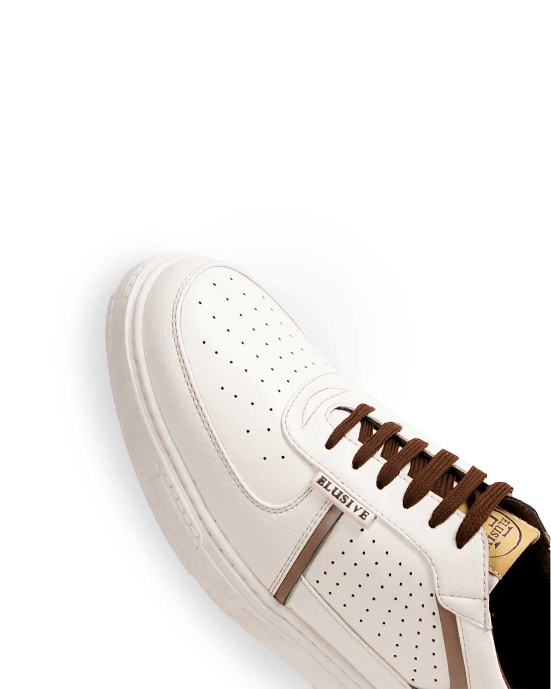Bel-Air white low-top sneakers with PU leather and padded collars.