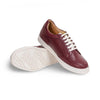 Mayfair magenta sneakers with flat landing and latex insoles for comfort.