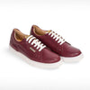 Mayfair magenta sneakers with flat landing and latex insoles for comfort.