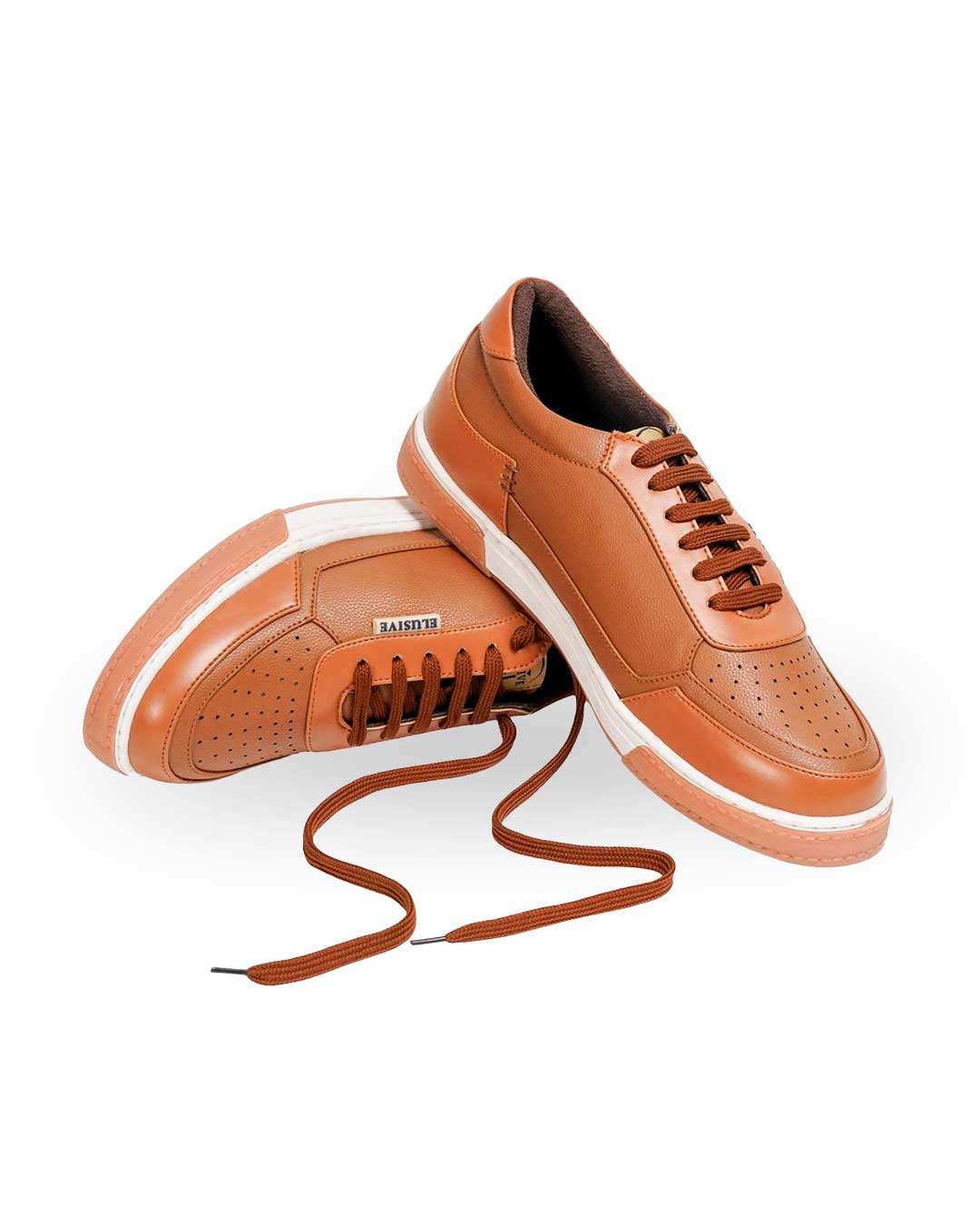 Raphael's tan sneakers with PU leather and signature 6-lace closure.