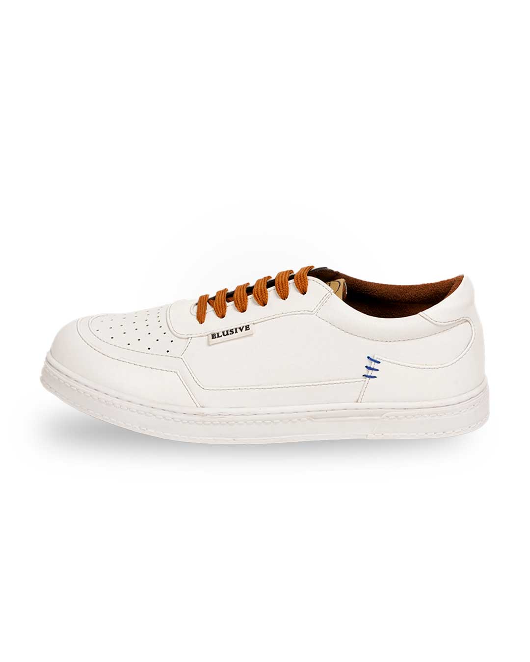 Raphael's white sneakers featuring timeless elegance and padded collars.