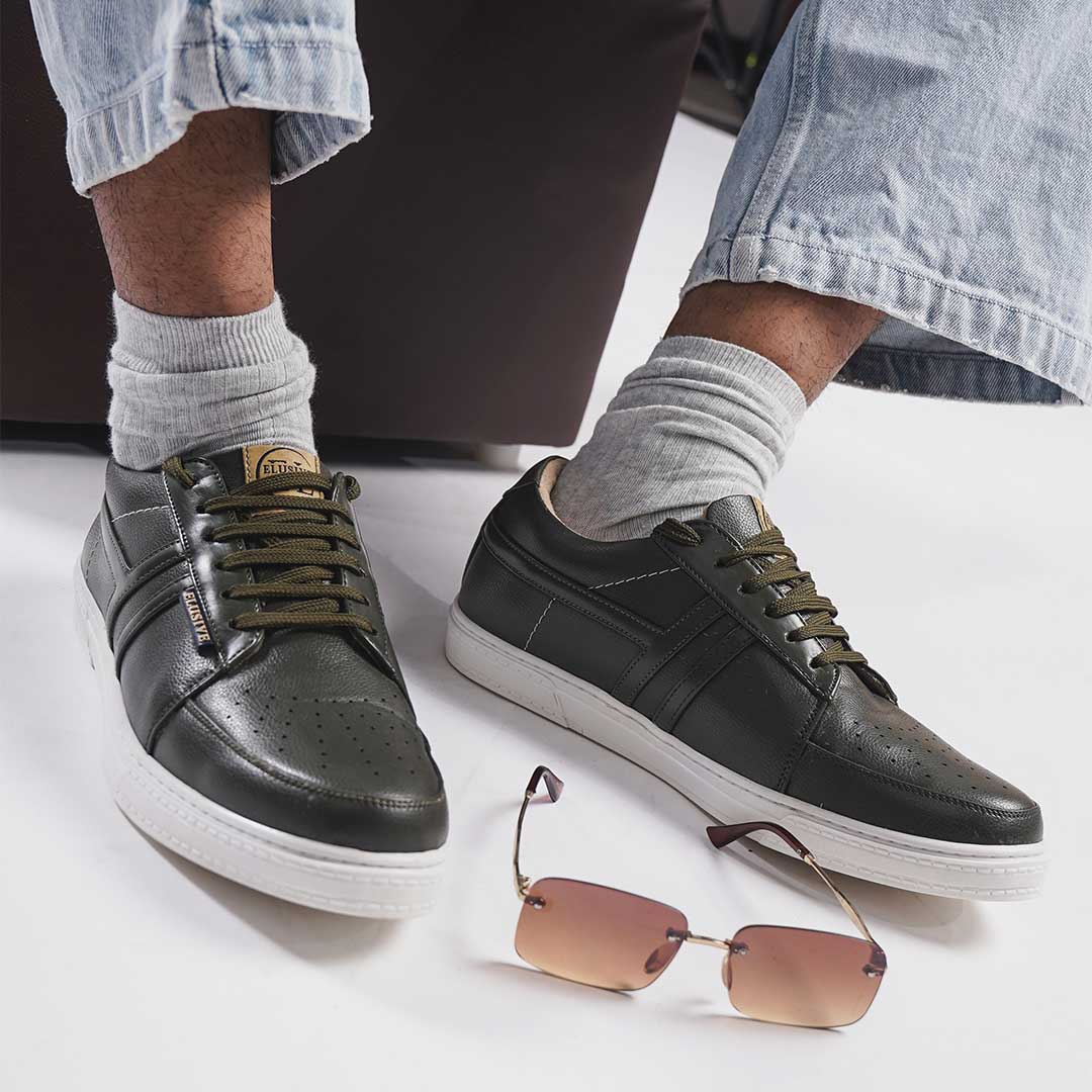 Soho 1 olive sneakers with imported PU leather and latex insoles.